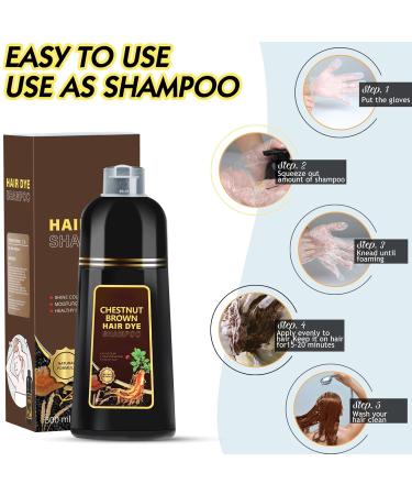 Hair Dye Shampoo 3 in 1 - Herbal Chestnut Brown Color Shampoo for Men & Women | Gray Coverage 500ml - International Shipping Available - Buy Online on GoSupps.com