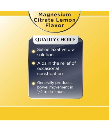 Quality Choice Magnesium Citrate Oral Solution, 10oz - Lemon Flavored Saline Laxative, Supplement for Occasional Constipation Relief, Mag Citrate is a Gentle and Effective Laxative for Regularity Lemon 10.0 Fl Oz (Pack of 1) - Buy Online on GoSupps.com