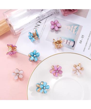 15 PCS Mini Pearl Claw Clips with Daisy Flower for Women and Girls - Pink Purple Blue Color - Cute Hair Accessories (0.83x0.83x0.79 Inch) - Buy Online on GoSupps.com