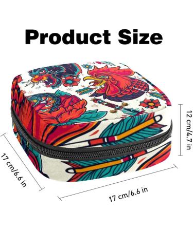 Colorful Rooster Tiger Rose Napkin Storage Bag | Portable Zippered Pouch for Women & Teen Girls - Buy Online on GoSupps.com