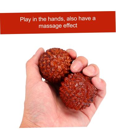 Beavorty 2-Stone Wooden Carving Massager - Chinese Decor Foot Massage Ball for Stress Relief | Rosewood Decompression Toy - Buy Online on GoSupps.com