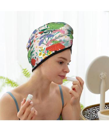 Hair Towel Wrap Quick Drying Turban with Button | Cute Mushroom & Frog Design - Ideal for Fast Hair Drying | International Shipping - Buy Online on GoSupps.com