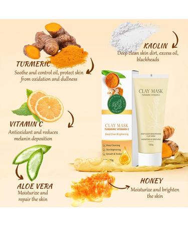 Tongyend Turmeric Vitamin C Clay Mask kit Deep Cleansing Face Masks Skincare with Brush Clay Face Mask for Radiant Skin Turmeric for Dark Spots Acne Brightening Oil Balance Cleansing Pores - Buy Online on GoSupps.com