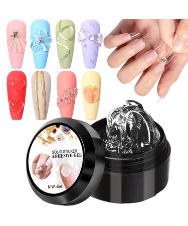 3D Sculpting Gel | Waterless Glue for 3D Extensions | Styling Gel for French Tips - For Home Manicure and Pedicure for Women and Girls French Tips with Rhinestone Flower Foil Charm Stamping