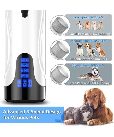 YABIFE Dog Nail Grinder Kit | Super Quiet Electric Pet Nail Trimmers for Dogs & Cats | 3 Speeds & 2 Grinding Wheels | Blue Scissor Design - Buy Online on GoSupps.com