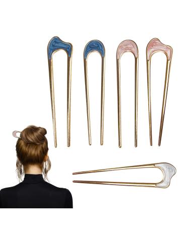 5 Pieces Metal U-Shaped Hairpin Hair Accessories Vintage Simple Hairpin French Hair Pin Stick for Long Hair Elegant Chignon Pins Hair Styling Accessory for Women Girls