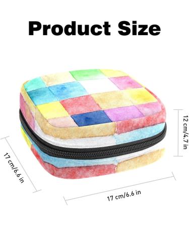 Menstrual Pad Bag with Zipper - Stylish Tampon Pouch for Women & Girls | Watercolor Squares Collection - Buy Online on GoSupps.com