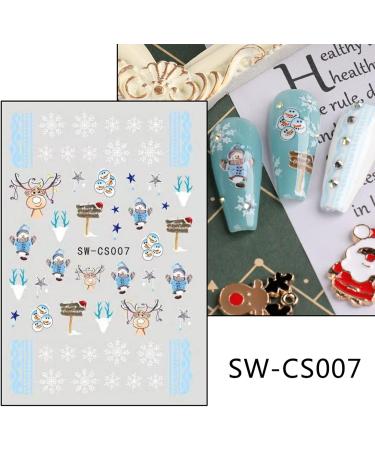 Christmas Nail Stickers 12 Sheets Self-Adhesive Nail Decal Cute Snowflake Elk Winter Nail Art Decoration Design Supplies - Buy Online on GoSupps.com