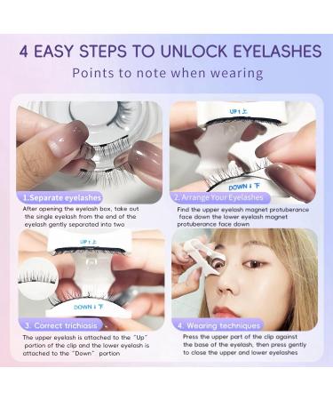 Magnetic Eyelashes with Applicator Natural Magnetic Eyelashes Reusable Easy Wear No Glue No Makeup Remover Natural Look 3D Effect Glamorous Magnetic False Eyelashes with Applicator Magnetic Lashes - Buy Online on GoSupps.com