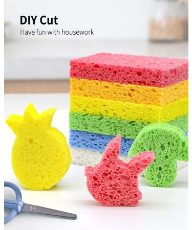 ARCLIBER Cellulose Heavy Duty Kitchen Sponges - 6 Pack, Multicolor - Scrub Tough Messes Without Scratching - Buy Online on GoSupps.com