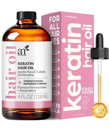 Artnaturals Keratin Hair Oil 4oz -Invigorating Nourishing Treatment for Hair & Scalp Targeting Dryness Damaged Hair Split Ends - All Hair Types