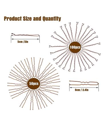 Brown Bobby Pins Kit - 100 Pcs 2 Inch Hair Pins & 50 Pcs 2.4 Inch U Shaped Bobby Pins for Women/Girls - QEUAEC - Buy Online on GoSupps.com