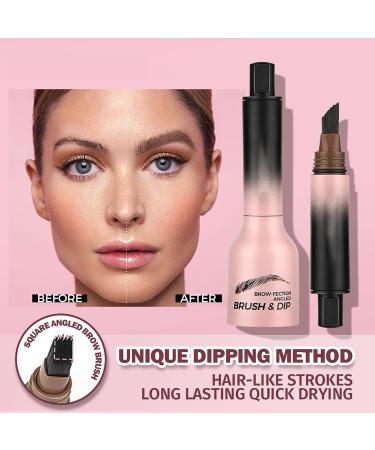 Liquid Eyebrow Brush Beginner Brow-Fection Angled Brush & Dip Waterproof Long Lasting Smudge Proof Brow Pencil with Square Brush and Dip for Eyebrows Quick Drying Outlining Filling (#06Grayblack) - Buy Online on GoSupps.com