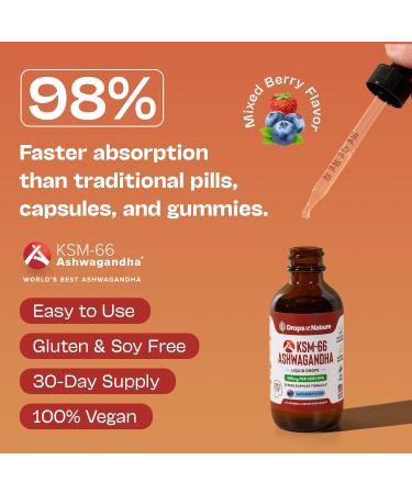 KSM-66 Ashwagandha Liquid Drops Vegan, GMO Free & Fast Absorbing Form Ashwagandha Supplements for Daily Wellness Support Promotes Focus and Clarity Supports Daily Vitality (Mixed Berry, 60ml) - Buy Online on GoSupps.com