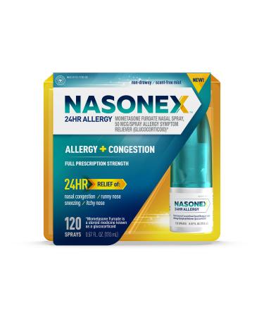Nasonex 24HR Allergy Nasal Spray, 24 Hour Non Drowsy Allergy Medicine, 120 Spray