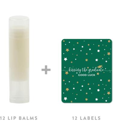 Emerald Forest Green & Gold Glitter Graduation Lip Balm Favors - Andaz Press 12-Pack | Kissing the Graduate Good Luck - Buy Online on GoSupps.com