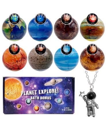 8PK Planet Explore Bath Bombs for Kids with Surprise Inside, Largest Bath Bombs with Planet Magnets for Children, Collect All 8 Planets Awards After Bathing and Shower