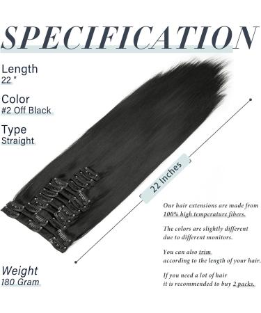 22 Off Black Synthetic Clip in Hair Extension - Full Head Double Weft Hairpiece for Women - Buy Online on GoSupps.com