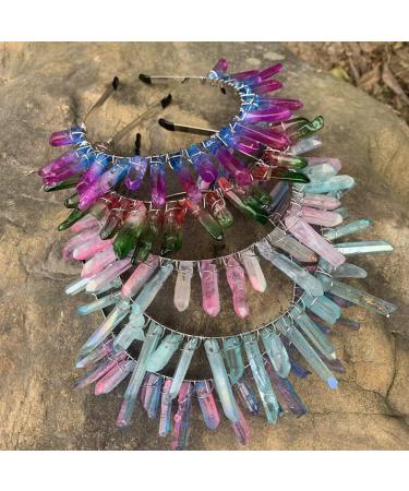 amangul Quartz Headband Natural for Crystal for Head Natural for Matter Rainbow Stone Crown -style for Rhinesto(Silver Line White) - Buy Online on GoSupps.com