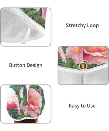 Tropical Flowers Flamingo Hair Towel 2 Pack Super Absorbent Quick Dry Hair Turbans for Women & Girls - Buy Online on GoSupps.com