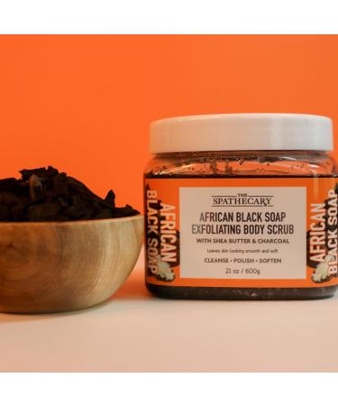 African Black Soap Exfoliating Body Scrub - 21 oz | Ultra Hydrating & Nourishing Body Care - Best Exfoliator for Glowing Skin - Buy Online on GoSupps.com