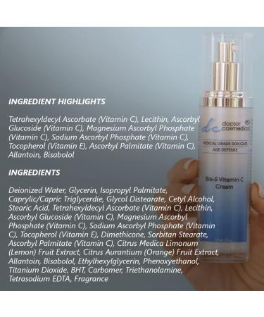 doctor cosmedical Bio-5 Vitamin C Cream Anti-aging Vitamin C Cream to Improve Skin Brightness All Natural Fruit Extracts Vitamin C for Fine Lines Wrinkles and Dark Spots 1.8 Oz/51 g - Buy Online on GoSupps.com