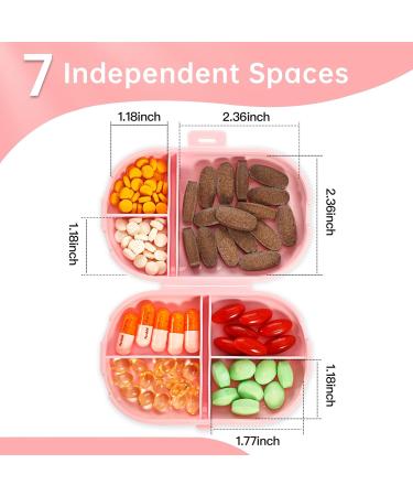 Dynippy 3 Pack Daily Pill Organizer - 7 Compartments Portable Pill Case with Labels for Travel - No Nail Damage Vitamin Holder - Blue Pink White - Buy Online on GoSupps.com