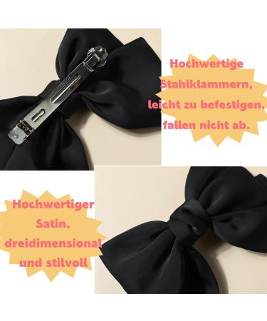 Ypkia 2 Pcs Hair Bows Clip Women's Hair Barrette With Satin Bow Hair Clip Hair Accessories For Women Girls (Black Beige) - Buy Online on GoSupps.com