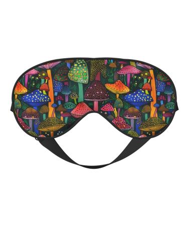 Colorful Mushrooms Sleep Mask for Women Men Cute Mushroom Decor Soft Adjustable Blackout Eye Covers for Sleeping Airplane Travel Colorful Mushrooms 1 Count (Pack of 1)