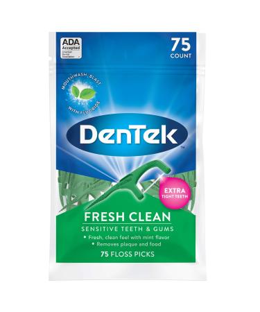 DenTek Fresh Clean Floss Picks Mouthwash Blast 75 Floss Picks