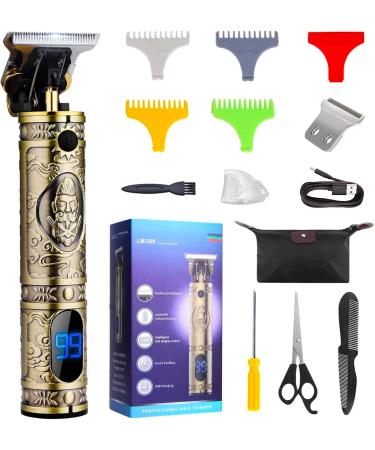 Suttik Hair Clippers for Men with Replacement Blade, Professional Hair Trimmer for Barber, T-blade Edgers Clippers, Gold Knight Close-cutting Trimmers, Cordless Clippers for Hair Cutting, Gift for Men bronze