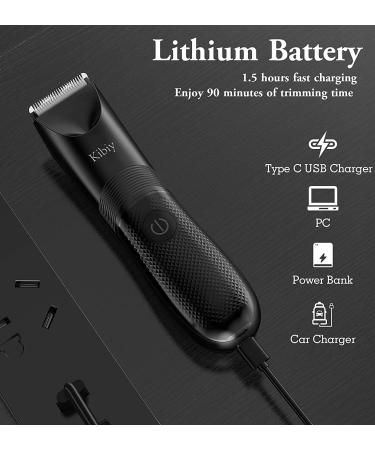 Kibiy Electric Groin Hair Trimmer for Men - IPX7 Wet/Dry Male Pubic Hair Trimmer with LED Indicator Black - Buy Online on GoSupps.com