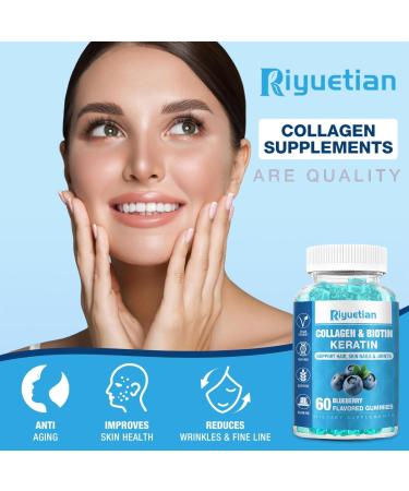 Riyuetian - Biotin Gummies 15000mcg with Collagen for Adults Women & Men - Hair Skin & Nails Gummies with Biotin - Collagen for Woman - Vegan Non-GMO Hair Vitamins - 120 Count 2 Pack - Buy Online on GoSupps.com