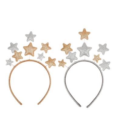 JNAWA 2 Pieces Christmas Glitter Star Headband Shiny Pentagram Headband Princess Glitter Band Hair Accessories for Women and Girls Christmas Cosplay Party