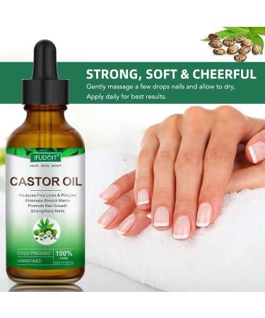 Organic Castor Oil (2 Oz) with Eyebrow & Eyeliner Brushes - Promotes Hair Growth, Nourishes Skin, Reduces Wrinkles - Buy Online on GoSupps.com