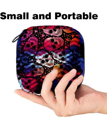 Colorful Skull Pattern Storage Bags for Women | Large Menstrual Cup Cylinder Pocket & More | Ideal for Bandages Panty Liners Tampons & Insoles - Buy Online on GoSupps.com