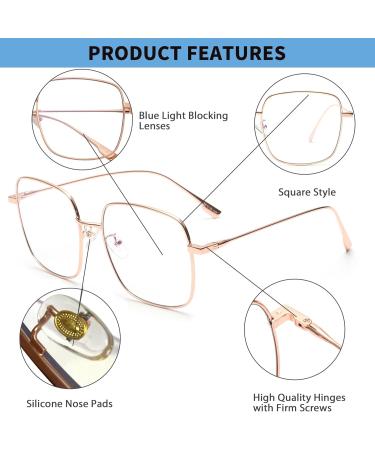 Buy JM Fashion Metal Square Anti Blue Light Eyeglasses for Women - Stylish Eye Protection in Gold - Buy Online on GoSupps.com