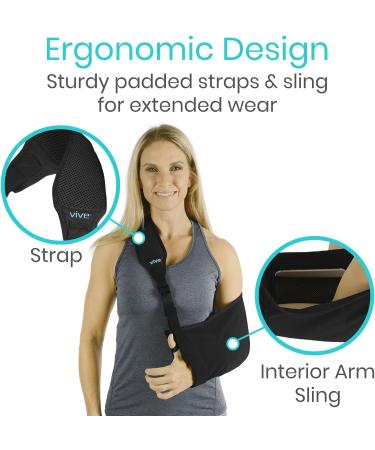 Vive Arm Sling - Adjustable Medical Support for Shoulder Injury - Lightweight Immobilizer for Rotator Cuff, Collar Bone, and Elbow Dislocation - Padded for Comfort - Left/Right Arm - Breathable Design - Buy Online on GoSupps.com