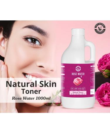 Holy Natural Rose Water 1000ml - Face & Hair Toner, Alcohol & Preservative Free - 33.81 fl oz - Buy Online on GoSupps.com