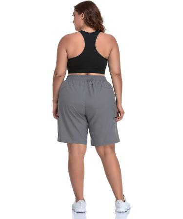 SEKINO Women's Plus Size Gray Hiking Cargo Shorts | Quick Dry & Lightweight Outdoor Shorts (2X) - Buy Online on GoSupps.com
