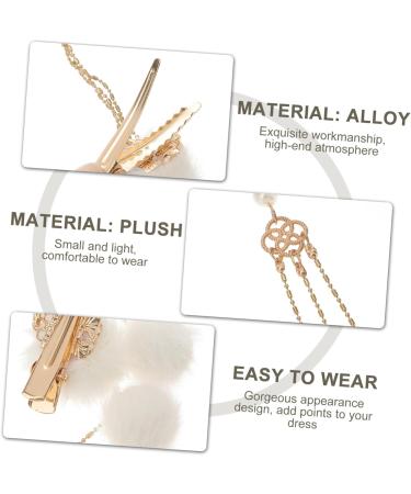 FRCOLOR 1 pair fringe clip womens hair accessories wedding hair barrettes wedding hair accessory shiny pearl hairpin crystal hair barrettes hair clip girl alloy Plush white China - Buy Online on GoSupps.com