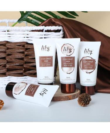 Coconut Milk Spa Gift Basket for Women - 18pc Bath Set with Bombs, Bubble Bath, Shower Gel, Scrub & More - Buy Online on GoSupps.com