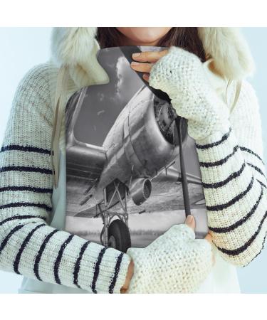 Airplane Heat Bottle with Fluffy Cover - 2L Retro Water Bag for Cozy Nights & Pain Relief (Back Neck Shoulders) - Buy Online on GoSupps.com