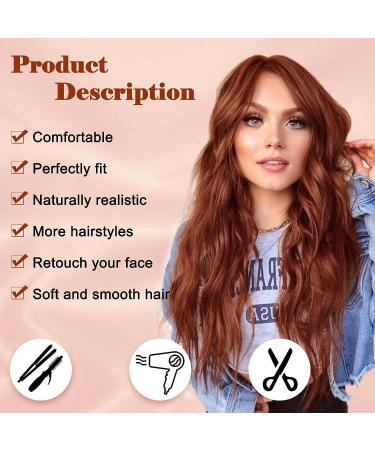 Porsmeer Copper Red Wavy Natural Art Hair Wig for Women | Middle Parting Cosplay & Party Wig - Perfect for Costumes & Daily Wear - Buy Online on GoSupps.com