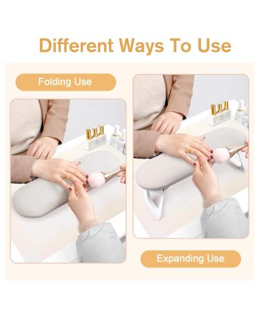 Subay Nail Arm Rest - Foldable PU Leather Cushion for Acrylic Nails | Nail Art Accessories for Salon & Home Use - Light Gray - Buy Online on GoSupps.com