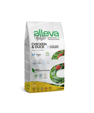 ALLEVA - Chicken & Duck Croquettes + Aloe Vera Holistic - Puppy/Junior Food - Maxi - 2kg Bag of Croquettes
