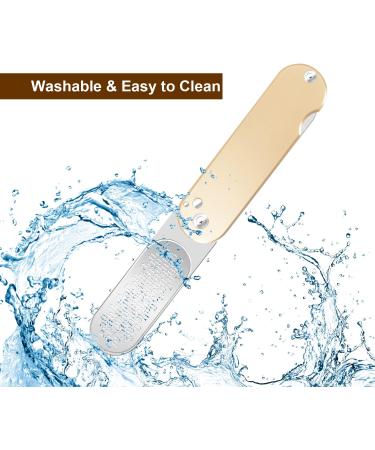 Foldable Foot Rasp File Callus Remover 3 in 1 Stainless Steel Pedicure Foot Scraper with 3 Sides to Remove Cracked Heels Hard Skin Smooth Feet Can Be Used Wet or Dry Skin(Champagne) - Buy Online on GoSupps.com