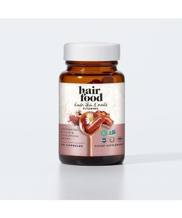 Hair Food Hair Skin and Nails Vitamins - Gluten Free & Vegan with Probiotic Biotin for Hair Growth - 30 Capsules - Buy Online on GoSupps.com
