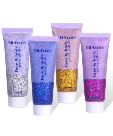 Body Glitter Holographic Chunky Glitter Gel for Festival Halloween Make-up Face Glitter Liquid Hair Glitter for Women and Kids Easy to Use No Need Glue Silver Glitter