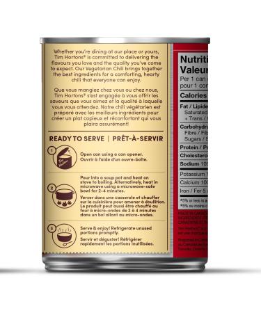 Tim Hortons Vegetarian Chili Ready to Serve 425g Can - Buy Online on GoSupps.com